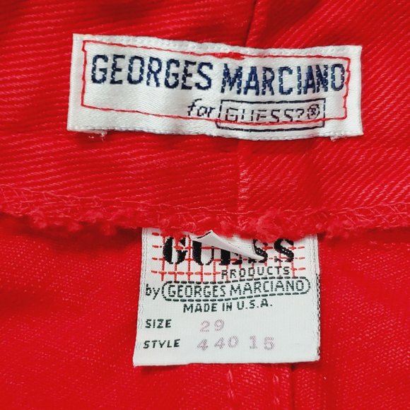Vtg 90's Georges Marciano X Guess High Waisted Red Zipper Ankle Tapered Jeans 29 - Picture 11 of 11